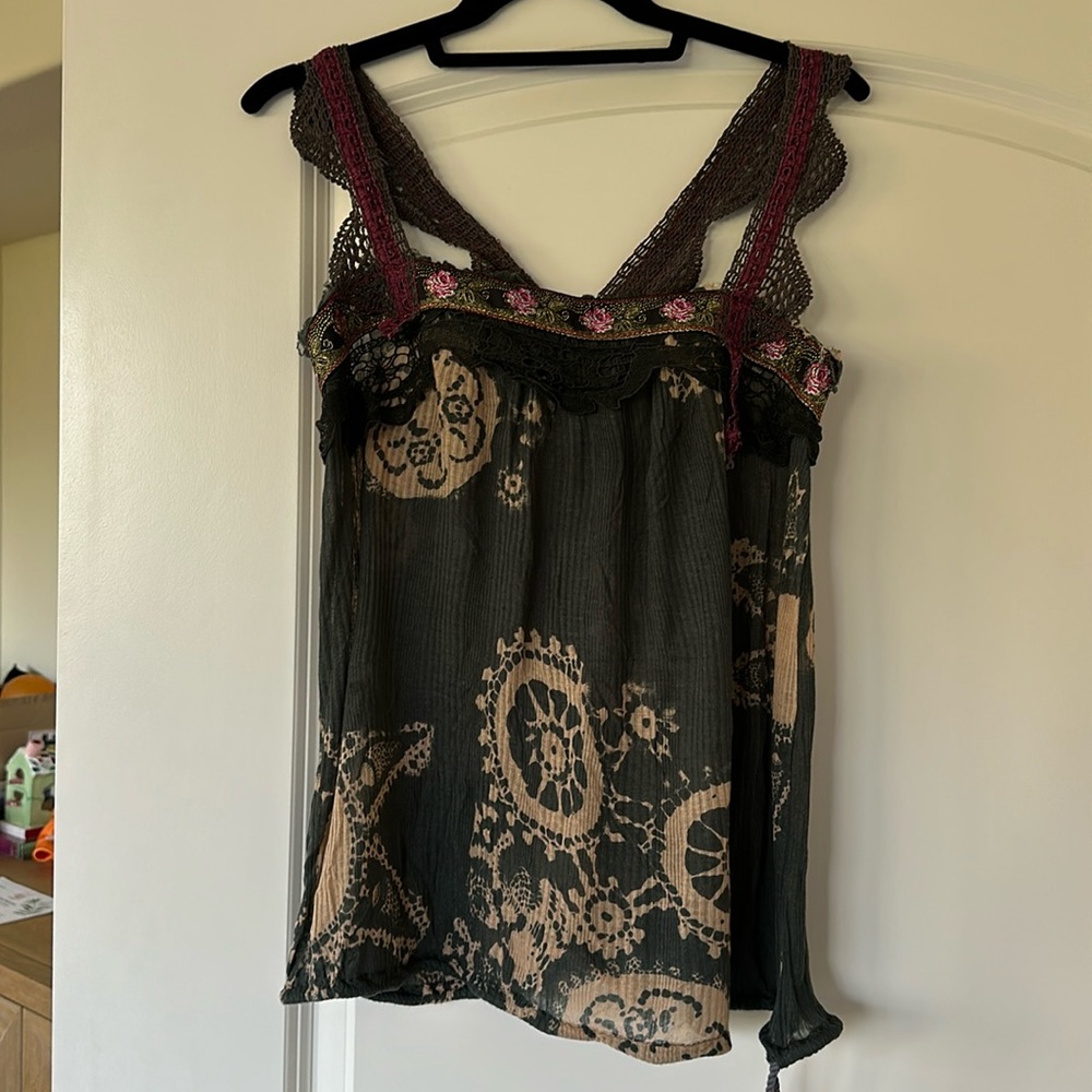 Free People tank top with drawstring waist.